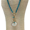 Teal Blue Starfish & Seashell Ocean Life Charm Necklace