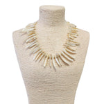 Beige & Ivory Abalone Seashell Spiky Coastal Tribal Necklace