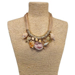 Beige and Gold Mixed Seashell Ocean Life Charm Necklace