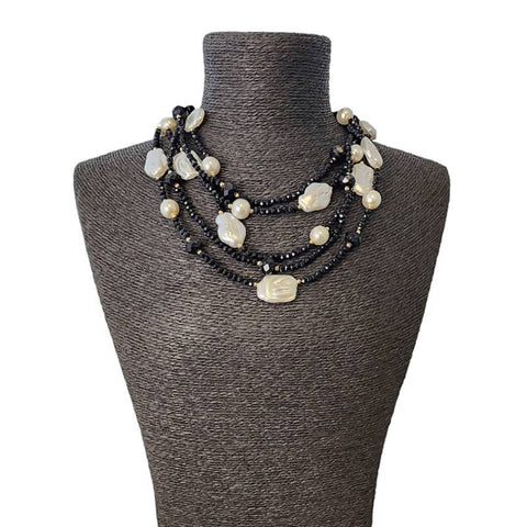 Limited Edition Pearl Necklace with Black Clover Design – Beady Boutique.com